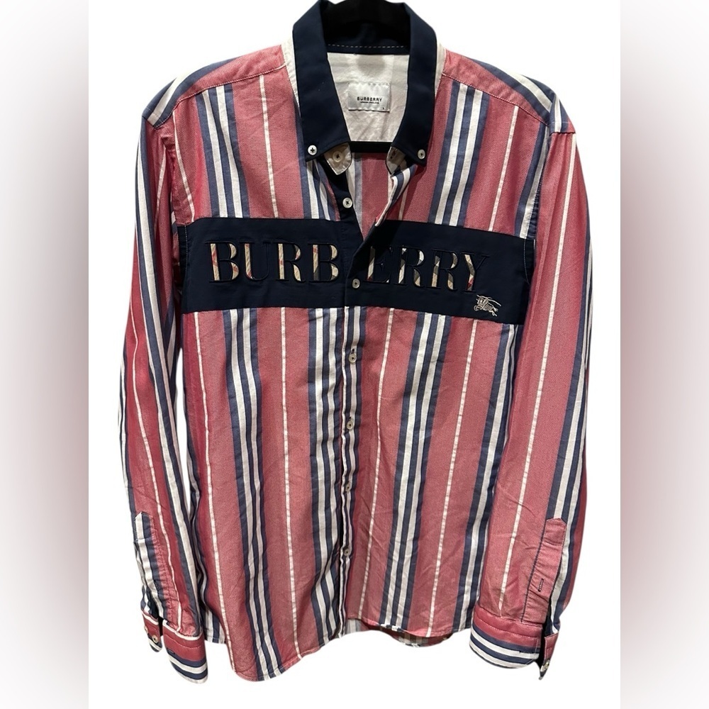 Burberry pink Striped Men's Shirt size L runs small